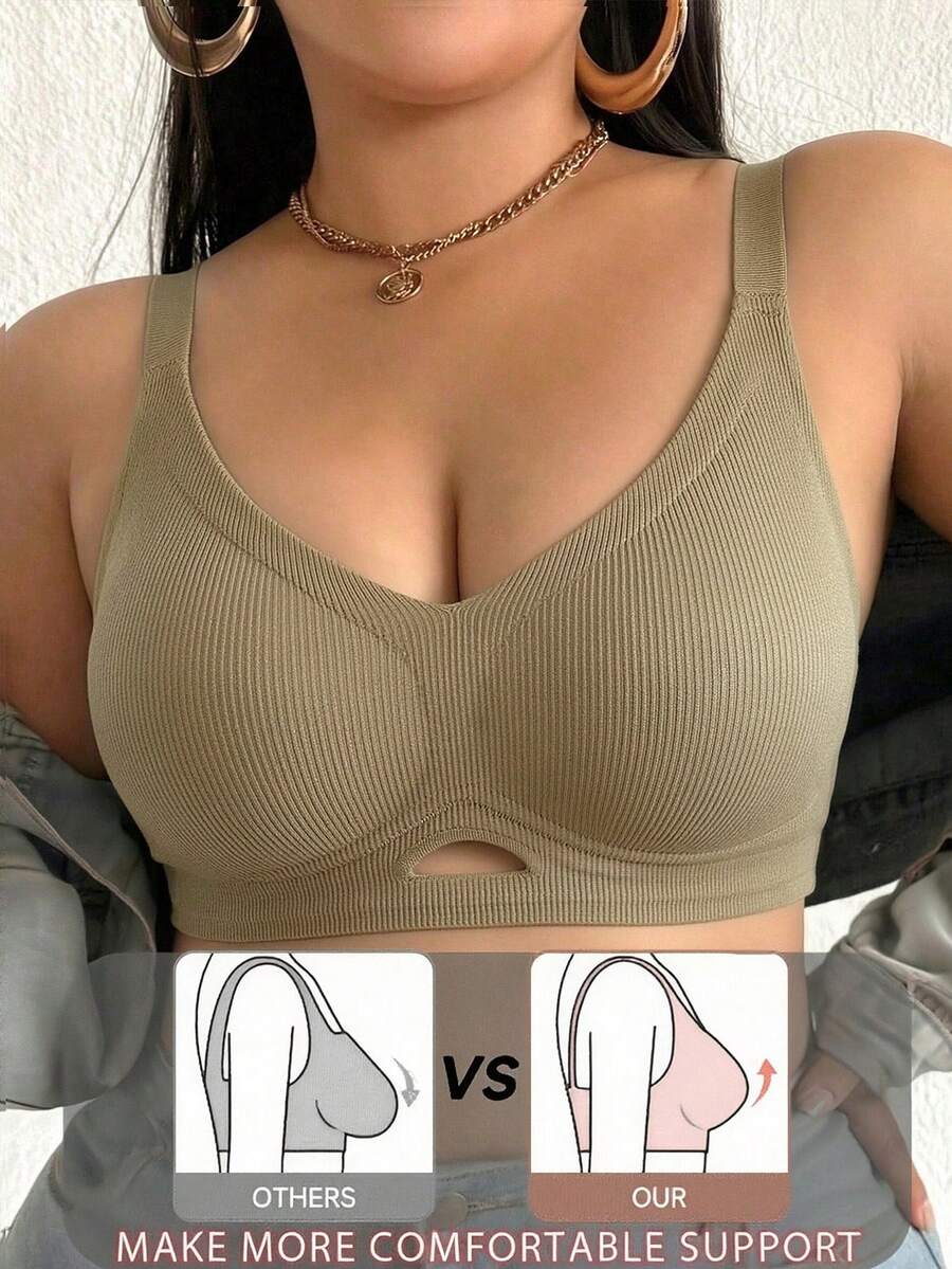 Plus Size Women's Solid Color Bra - Soft, Comfortable, Adjustable Straps - Camel - View 1