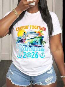 Short-Sleeve Sailing Together Bahamas Soft Making Memories Together Cruise Vacation T-Shirt Family Trip Souvenir Travel Enthusiasts Island Getaway Celebration Wear 100% Cotton - 白色 2 - 查看 6