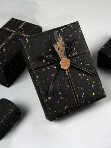 1 Rolle matter metallischer Geschenkpapier, geeignet für Hochzeiten, Halloween, Geschenke, perfekt zum Verpacken von Hochzeits-, Valentinstags-, Geburtstags- und Weihnachtsgeschenken, DIY Sträuße, metallische Weihnachtsgeschenke, DIY Weihnachtsdekoration, einfarbige Muster, matter Geschenkpapier, Halloween, Thanksgiving Dekoration, Herbst, Winter (schwarze Konfetti) - Mehrfarbig - Übersicht 3