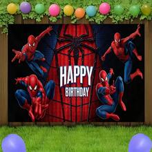 2pcs Marvel Spider-Man Birthday Backdrop Superhero Happy Birthday Party Banner Outdoor Garden Yard Grass Photography Background Wall Hanging Decoration Theme Party Photo Booth Props Studio Backdrop For Fans Celebrations Indoor Room Decor - Nhiều màu - Xem 6