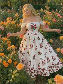 MOD Vestido largo con estampado floral elegante y hombros descubiertos para mujer de talla grande, adecuado para fiestas, elegante para fiestas, baile de graduación, invitada de boda, estilo campestre, fiesta, cumpleaños, baile de graduación, vestido retro, atuendos campestres, vestidos elegantes para mujer, vestido floral para mujer, vestido con estampado de rosas, vestido con hombros descubiertos, vestido para el Kentucky Derby, atuendo de té, vestidos para fiesta en el jardín, vestidos festivos para mujer, vestido de vacaciones, atuendos de San Valentín para mujer, vestido floral elegante para mujer, vestido de invitada de boda para mujer - Multicolor - Ver 9