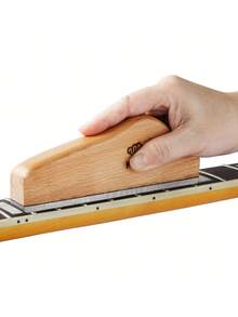 1 pieza Archivo de nivelación de trastes de guitarra de 6 pulgadas y 3 pulgadas, herramienta de reparación de lutier de madera de arce y acero al carbono, crea hilos lisos y bordes biselados, herramienta profesional de mantenimiento y reparación de guitarra, herramienta de lutier para estación de trabajo de guitarra - Marrón claro - Ver 8