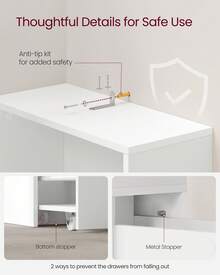 VASAGLE Slim Bathroom Storage Cabinet, Narrow Freestanding Cabinet With Storage Drawers And Adjustable Shelf, For Small Spaces, Modern Style - Cloud White - View 6
