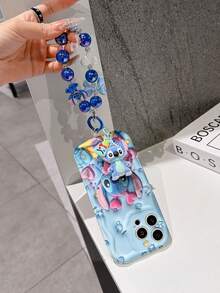 Disney Has Authorized, Phone Case - Chain Set, The Stitch Lilo & Stitch 3D Phone Case Plus A Silicone 3D Stitch Bracelet With Metallic Ring Removable Bracelet, Stitch And Angel Pattern, Compatible With Iphone17/16/15/14/13/12/11/XS/XR/X Plus Pro Max, A Stylish Cartoon Phone Case, The Perfect Gift Choice, Phone Protection, Durable Phone Cover, Great Gift For Friends And Family. - trắng - Xem 3