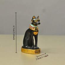 1/2pcs Vintage Egyptian Style Cat Statue Decor, Perfect Birthday Gift For Mini Animal Figurine Decor At Home And Garden, Cute Decorative Accessory For Desk, Kitchen, Office Whiteboard, Storage Cabinet And Dishwasher, Kitchen Decor, Home Decor, Valentine's Day Gift, Gift For Friends And Family - Multicolor - View 6