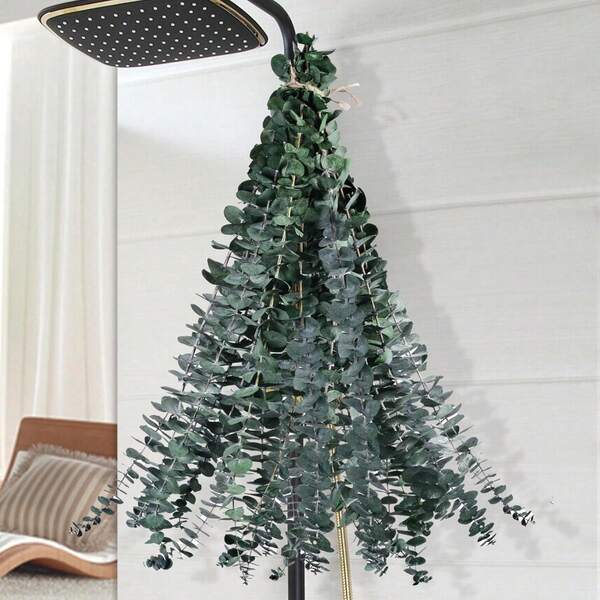 12 PIEZAS de Eucalipto Seco para Colgar en la Ducha - Tallos de Eucalipto Preservados Reales y Grandes de 17" Verde Decoración del Hogar, 100% Hecho de Hojas de Eucalipto Frescas, Decoración de Baño y Ducha, Boda, Manualidades