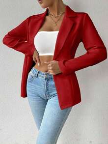 AYYEryvara Blazer de moda con cuello de solapa y mangas raglán a rayasAYY - Rojo - Ver 6