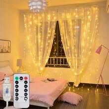 Bedroom Fairy Tale Window Curtain Lights, Christmas String Lights With 8 Modes USB Plug, Wall Hanging Fairy Lights With Remote Control, For Indoor Wedding Party Background Christmas Decor - USB Curtain Light - View 4