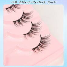 10 Pairs Lightweight Semi-Rimless False Eyelashes, Extend Lash Tips, Natural Curl, Suitable For Daily Makeup And Dates - Black - View 6