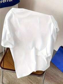 Camiseta de Moda Vintage para Hombre con Cuello Redondo y Mangas Cortas - Blanco - Ver 2