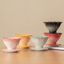 1pc Ceramic Lotus Flower Shaped Coffee Filter Cup, Fits V01 Filter Paper, Can Brew 1-4 Cups, Reusable Manual Coffee Dripper, Suitable For Home, Cafe, Restaurant, Essential For Back To School - MultiWarna - View 10