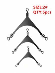 5 piezas Conector giratorio de barra plana estilo americano para pesca, conector de anzuelo triple, divisor de anillo triangular, accesorios de equipo de pesca - Plateado - Ver 10