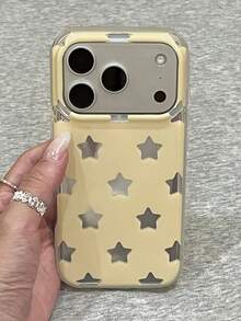 Ốp lưng điện thoại màu vàng kem và bạc ánh gương dễ thương, tương thích với iPhone 17 Pro Max, 17Pro, 17, 16 Pro Max, 16Pro, 16, 15 Pro Max, 15Pro, 15, bảo vệ toàn màn hình. - Màu vàng - Xem 4