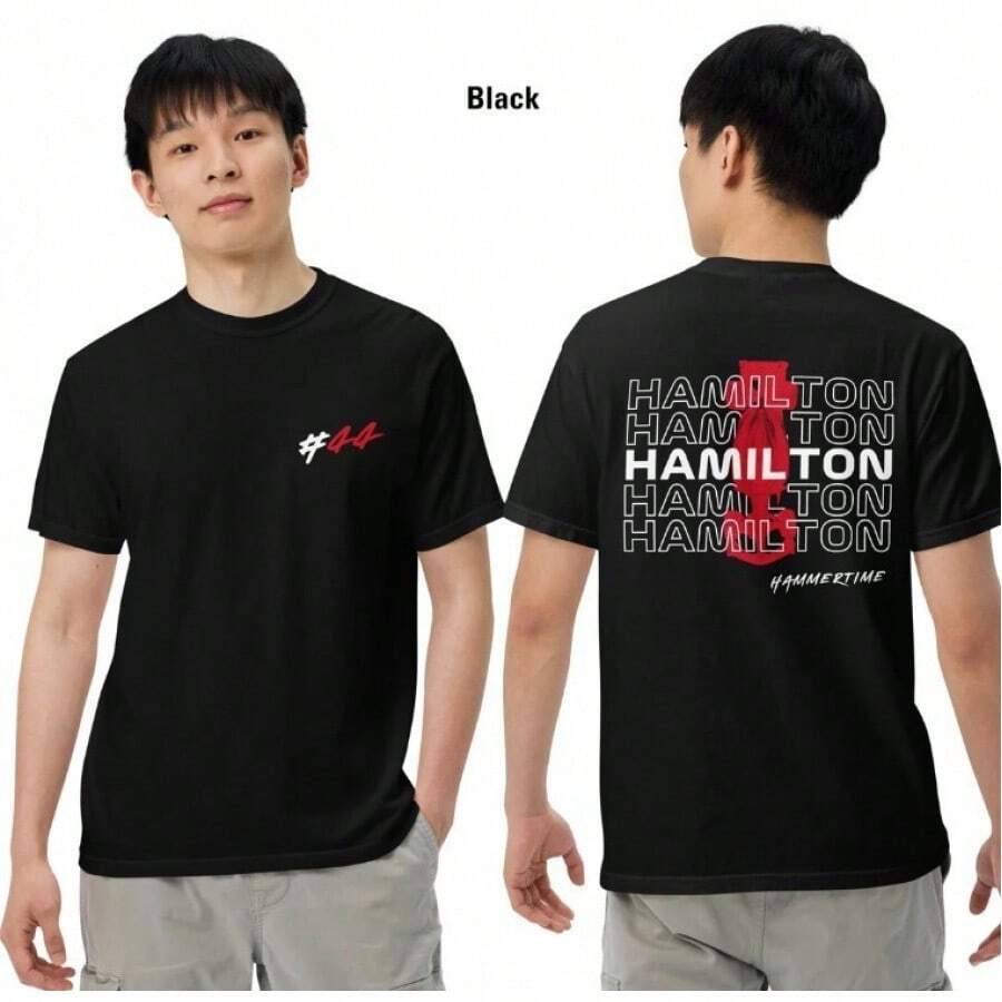 Camiseta de Carreras de Fórmula 1 de Lewis Hamilton, , Carreras de Fórmula Uno - Negro - Ver 1