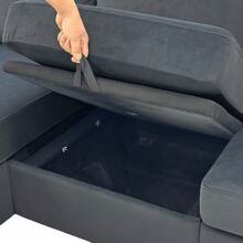 Sofá esquinero con almacenamiento, sofá modular, sofá con otomana, sofá grande para sala de estar, moderno, cómodo, núcleo de muelles ensacados, 245,5 cm - Gris Oscuro - Ver 11