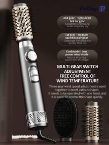 PinkSings 3-In-1 Rotating Hot Air Brush Set, Hot Air Styling Brush With 2 Rotating Brush Heads (1.5 Inch And 2 Inch), One-Step Hot Air Styling Brush, Smooth Styling - Black - View 6