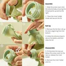 Collapsible Water Bottle Lightweight Foldable Silicone Bottle For Travel Hiking And Camping 16.9oz Made In Korea Olive Green - 橄欖綠 - 查看 7