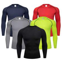 Men Workout Clothes - Green Rainbow Long-sleeved - View 2