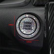 Crystal Rhinestone Diamond Decor Car One-Touch Start Button Protective Sticker, Interior Button Sticker - One-piece Start Button Protective Cover - View 4