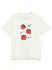 Women's Short-Sleeved Camisole, Personalized, New Spring/Summer 2026 Collection, With Cartoon Letter Print In Cherry Tomato Orange, Suitable For Summer, Y2K Clothing - Unisex Loose-Fitting Cotton Short-Sleeved Round Neck Camisole, Urban Vintage Style. Suitable As A Gift. Women's T-Shirt. Blouses>Elegant. Boho Chic. Soft, Breathable, And Comfortable Women's Top, Ideal For Spring, Summer, And Autumn, Perfect For Vacations, Travel, And Everyday Wear. - 白色的 - 查看 7