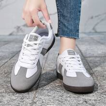 Zapatos casuales unisex, talla 36-45, zapatos casuales de mujer y zapatos deportivos de hombre, zapatos planos de suela blanda con cordones, zapatos cómodos y livianos de hombre para uso diario, de corte bajo,,,,,Nuevas zapatillas de entrenamiento alemanas para mujer, primavera 2026, zapatillas retro versátiles estilo , zapatillas deportivas blancas de suela gruesa, zapatillas casuales, zapatillas para hombre. - 157 Blanco y negro - Ver 3