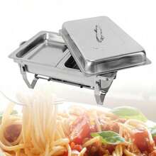 Edelstahl Chafing Dish Speisenwärmer Warmhaltebehälter Rechaud Wärmebehälter - Silber - Übersicht 7