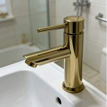 1pc Stainless Steel Bathroom Sink Faucet, Single Hole Single Handle Cold & Hot Water Tap, Deck Mount (1 Hole) - Multicolor - View 7