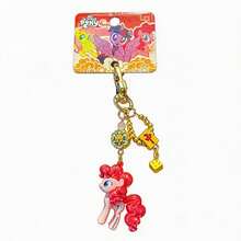 MINISO My Little Pony Pinkie Pie 好運符號鑰匙圈，可愛小馬迷你公仔包飾吊飾，附金色調夾扣鉤，背包錢包配件，開學禮物 - 樣式 3 - 查看 6