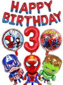 Marvel-Themed Balloons - Birthday Happy Letter Set With Numbers 1-9 - Cartoon-Shaped Spider-Man Aluminum Foil Film Balloons, Spider-Man Aluminum Foil Film Birthday Party Decoration Balloons, Decorations For Various Holiday Parties And Gatherings, Spider-Man Superhero Children's Party Decorations, Festival Parties, Family Gatherings, Etc., Indoor Christmas Decoration - Multiple Styles - View 16