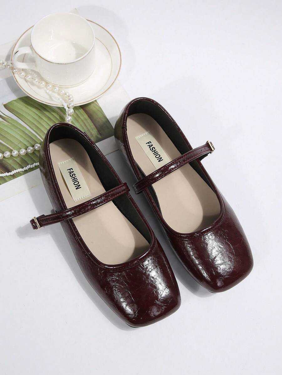 Women's Black Buckle Decor Minimalist Ballet Flats, Fashionable Elegant Mary Jane Shoes, All-Season Shoes, Suitable For Professional Wear, Student Wear, Home Wear, Travel Wear, Elegant Elegant Wear, Classic Versatile, Soft And Comfortable, Excellent Experience