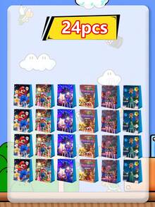 asmodee Bolsa de regalo de papel de Mario, que contiene 12 o 24 piezas (elige una), con patrones de alta definición. Propiedades impermeables y resistentes a desgarros. Cuerda de transporte reforzada. Adecuada para regalos de fiesta, empaque de dulces y diversos escenarios. - Multicolor - Ver 10