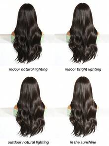 26 Inch Black Wavy Synthetic Woven Wig With Pink Highlights - Long Hair Style, No Bangs; Made Of Heat-Resistant Material, Perfect For Y2K Theme "Sweet & Cool" Parties, Campus Looks, Travel, Birthday Celebrations, Music Festivals And More - Multicolor - View 9