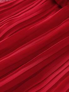 Girls' Sleeveless Ruffle Cake Dress, Solid Color Spaghetti Strap Design Suitable For Summer - Red - View 5