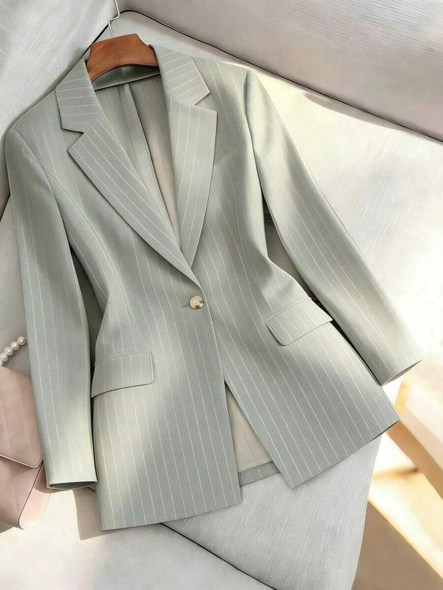 AYYFranclia Blazer casual de unicolor ajustado para mujeres, adecuado para ir al trabajoAYY - Verde - Ver 1