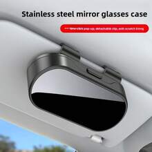Universal Black Mirror ABS Material Car Glasses Storage Box, Suitable For Eyeglasses Storage And Driving Glasses, Car Accessories Organizer - Mirrored Glasses Case - View 2