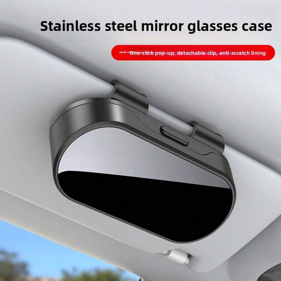 Universal Black Mirror ABS Material Car Glasses Storage Box, Suitable For Eyeglasses Storage And Driving Glasses, Car Accessories Organizer