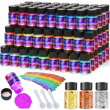 27PCS Premium Mica Powder Pearlescent Color Pigment - Art Set For Epoxy Resin, Jewelry Making, Slime & Candle Making. - 24 Color MICA POWDER+ 3PCS Foil Flakes - View 1
