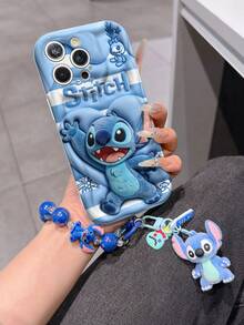 Disney Has Authorized, Phone Case - Chain Set, The Stitch Lilo & Stitch 3D Phone Case Plus A Silicone 3D Stitch Bracelet With Metallic Ring Removable Bracelet, Stitch And Angel Pattern, Compatible With Iphone17/16/15/14/13/12/11/XS/XR/X Plus Pro Max, A Stylish Cartoon Phone Case, The Perfect Gift Choice, Phone Protection, Durable Phone Cover, Great Gift For Friends And Family. - trắng - Xem 1