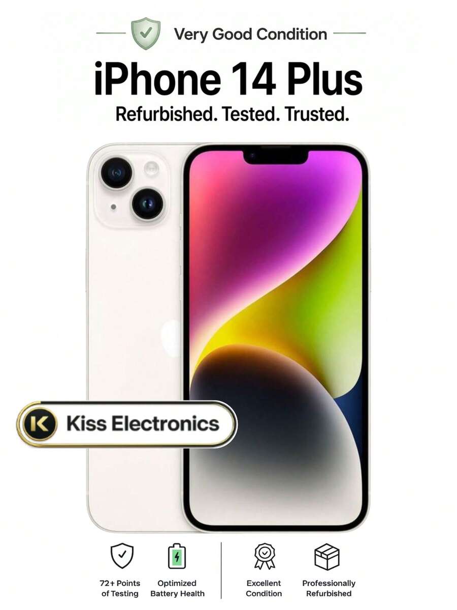 Apple IPhone 14 Plus - Fully Unlocked Very Good - Grade B Condition Refurbished - White - View 1