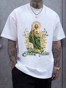 Figura de  Tadeo rodeado de rosas doradas que simbolizan la fe la esperanza y la protección espiritual transmitiendo una sensación de calma y devoción profunda con un fondo luminoso que resa - Negro - Ver 8