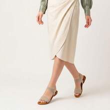 ALLEAN Orthopedic Flat Sandal With Elastic - Beige Ribbed - View 3