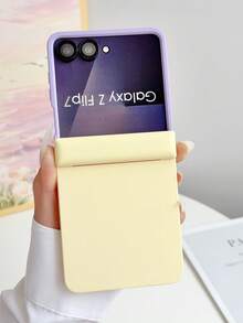 1 Piece, Minimalist Solid Color, Spliced Design, Skin Touch Feeling, Lightweight & Slim Fit, Built-In Magnet, Hinge Magnetic Absorption, Compatible With Galaxy Z Flip 8, Z , Z FE, Z Flip 6, Z Flip 5 - Multicolor - View 25
