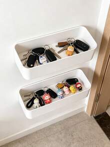 Wall Mounted White Storage Box, Space Saving Organizer For Bedroom Bathroom, Easy Access & Convenient Storage Solution, Multi-Purpose Wall Shelf For Small Items, No Drilling Required, Home Organization Must-Have For Apartments & Small Spaces - White - View 1