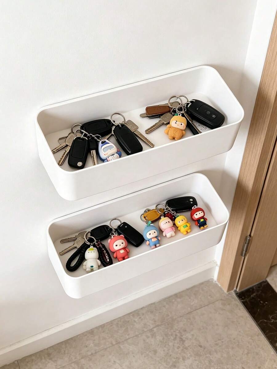Wall Mounted White Storage Box, Space Saving Organizer For Bedroom Bathroom, Easy Access & Convenient Storage Solution, Multi-Purpose Wall Shelf For Small Items, No Drilling Required, Home Organization Must-Have For Apartments & Small Spaces - White - View 1