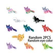 Cartoon Cat 3D Printed Figurine (Eye Color Random), Flexible Posable Doll, Imaginative Desktop Decor, Suitable For Bedroom And Indoor, Also Great For Halloween, Christmas And Other Holidays - Multicolor - View 10