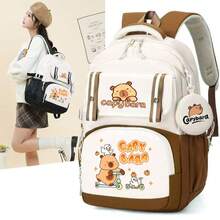 Set de mochila con diseño de Capibara y Pato, mochila escolar ligera y de múltiples bolsillos, mochila casual resistente al agua y de moda para niños y adultos - Multicolor - Ver 3