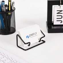 Business Card Holder Desk, Metal Cute Card Display Stand, Compatible With Various Countertops, Horizontal Black - Rose Gold - View 5