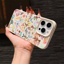 1pc Polka Dot Fashion Creative Pink-Purple Monkey & Lychee Pattern Soft Phone Case Suitable For IPhone XR/11 To 17 - Multicolor - View 4