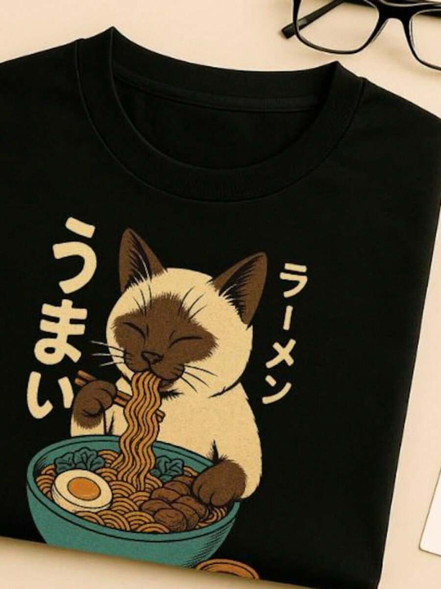 Ramen Shirt, Japanese Anime, Large Sizes, Loose And Comfortable - Back - View 1