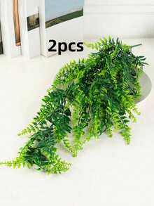 1 cây dương xỉ Boston nhân tạo, dây leo trang trí, giỏ treo tường bằng nhựa màu xanh lá cây, dùng trong nhà/ngoài trời, trang trí vòng hoa cưới. - màu xanh lá - Xem 7